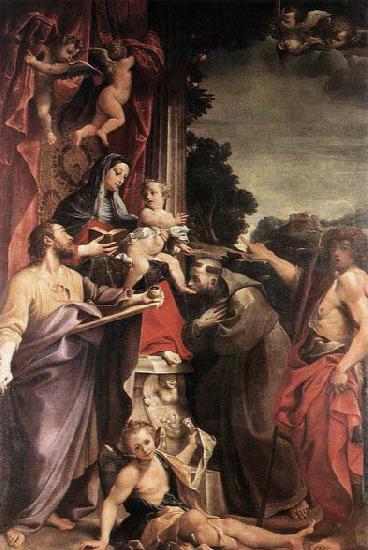 CARRACCI, Annibale Madonna Enthroned with St Matthew